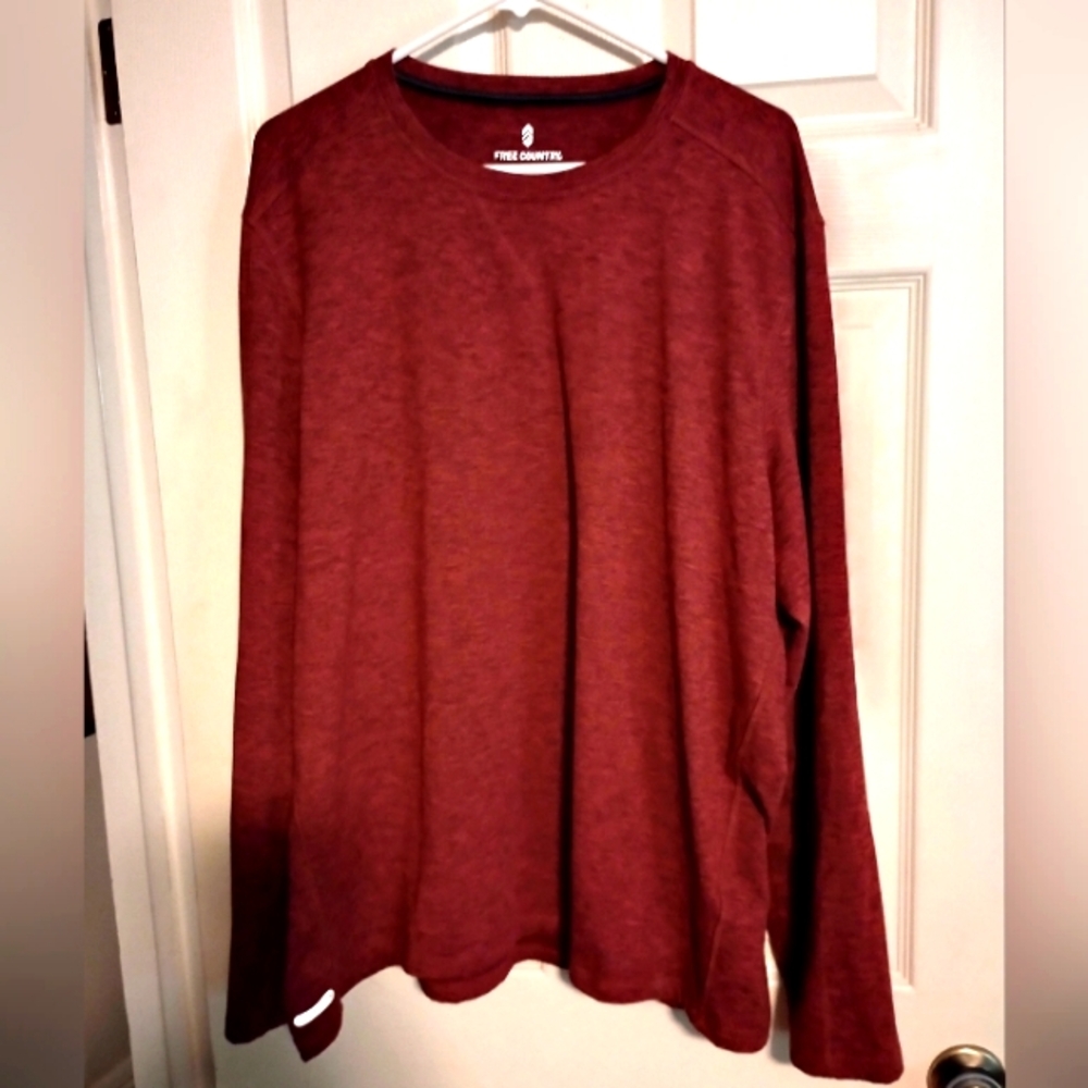 Free Country Men's Burgundy Long Sleeve Tee Size XXL
